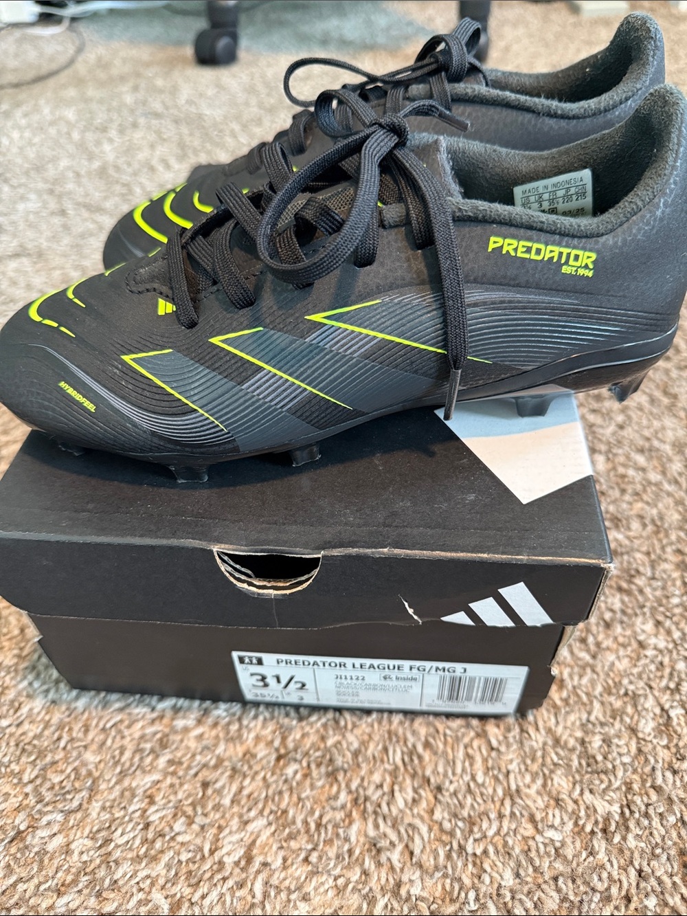 adidas Black and Neon Yellow Turf Soccer Shoes